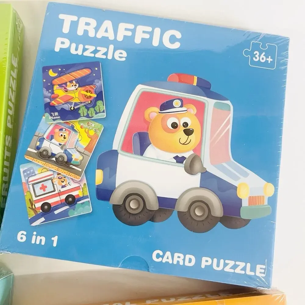 24‎ Sets Kids Puzzle Cartoon Animal Fruits Traffic Occupation Jigsaw Puzzle